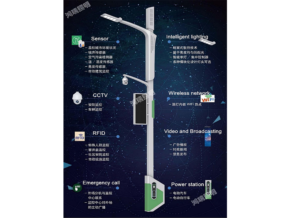 Straight Square Multifunction Integrated Pole or Smart Poles